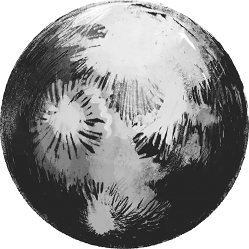 Black and white illustration of a moon